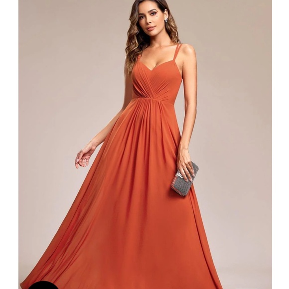 Burnt Orange Bridesmaid Dress Size 16 - Picture 1 of 9